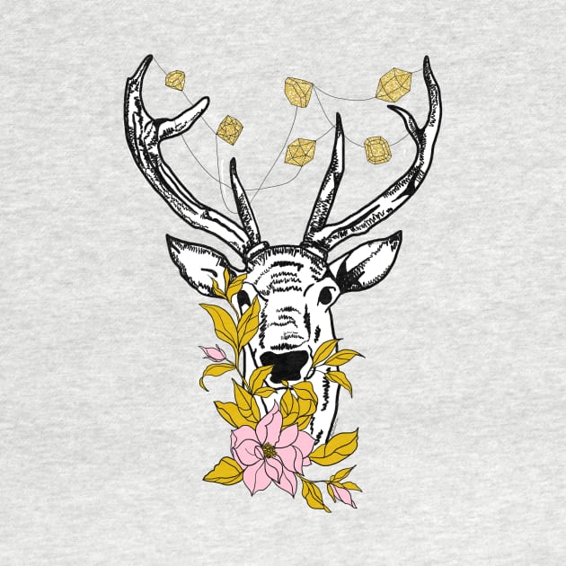 Deer with crystals and flowers by VenyGret